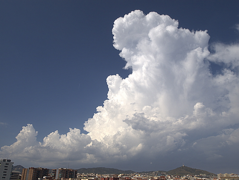 Tormenta en Badalona
La tarde del día 14, se formó una súbita y fuerte tormenta, muy localizada, en Badalona. Éste era el cumulonimbus, visto desde Cornellà.
