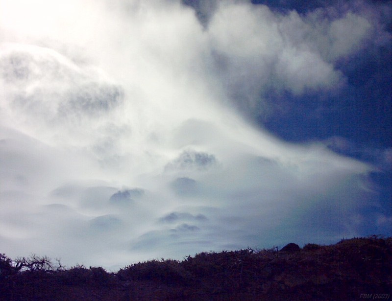Fantasmas sobre la cumbre
Nubes fantasma sobre las cumbres de La Palma previas a la llegada de un frente a la isla
