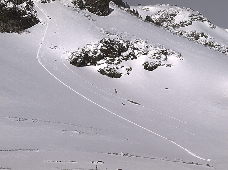 bola de nieve
Curiosa imagen de una bola de nieve dejando marcado su recorrido, ladera abajo, desde lo alto de una de las montañas que rodean el Santuario de Núria.
