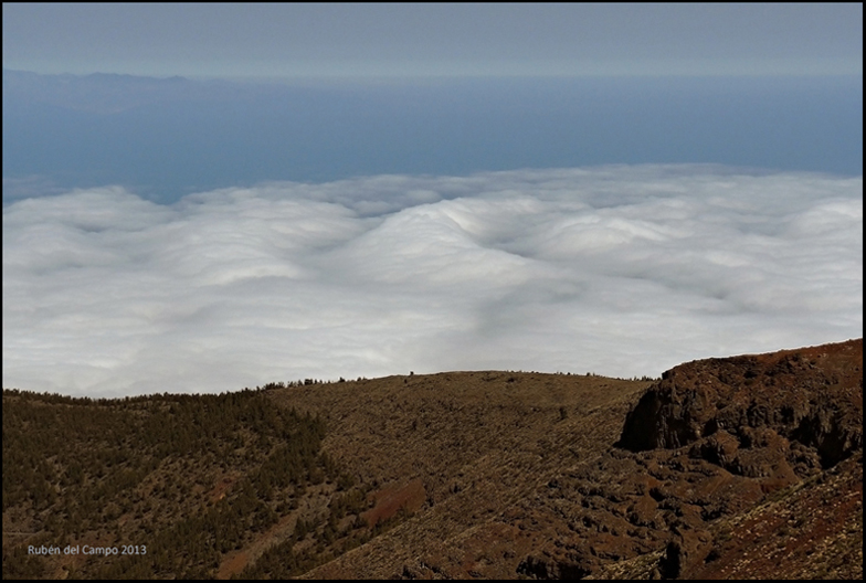 Ondas en el mar de nubes
Curiosas ondulaciones observadas en la parte superior del mar de nubes hacia el SE de Tenerife. 
