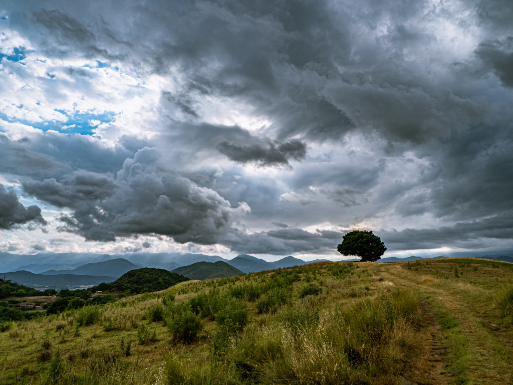 Una tarde de julio
Tarde en Aiguanegra esperando tormentas que no llegaron, pero el caótico cielo que había valió la pena.
