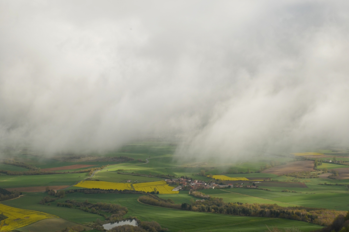 Espesa era la niebla con la que iniciamos la ruta mañanera. Al llegar a la pequeña cima de Santa Elena, a 1.100m de altitud, parecía que empezaba a despejar.

