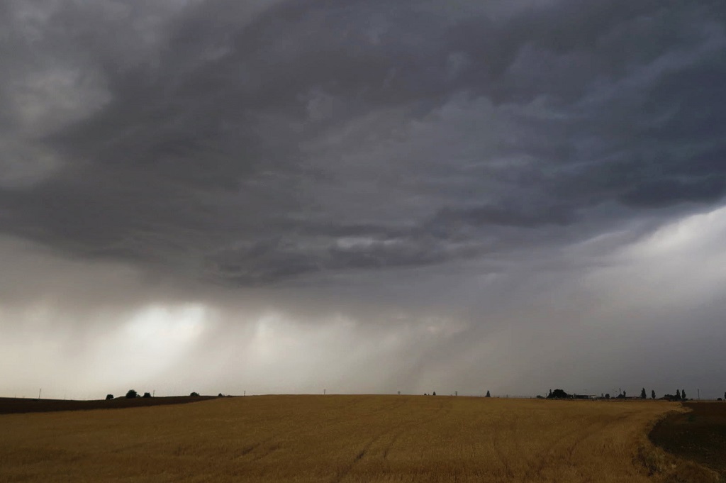 Descarga en el campo
Recién entrado el verano, se creó una gran tormenta barriendo de sur a norte, dejando esta impresionante cortina de precipitación. 
Álbumes del atlas: ZFV17 aaa_no_album