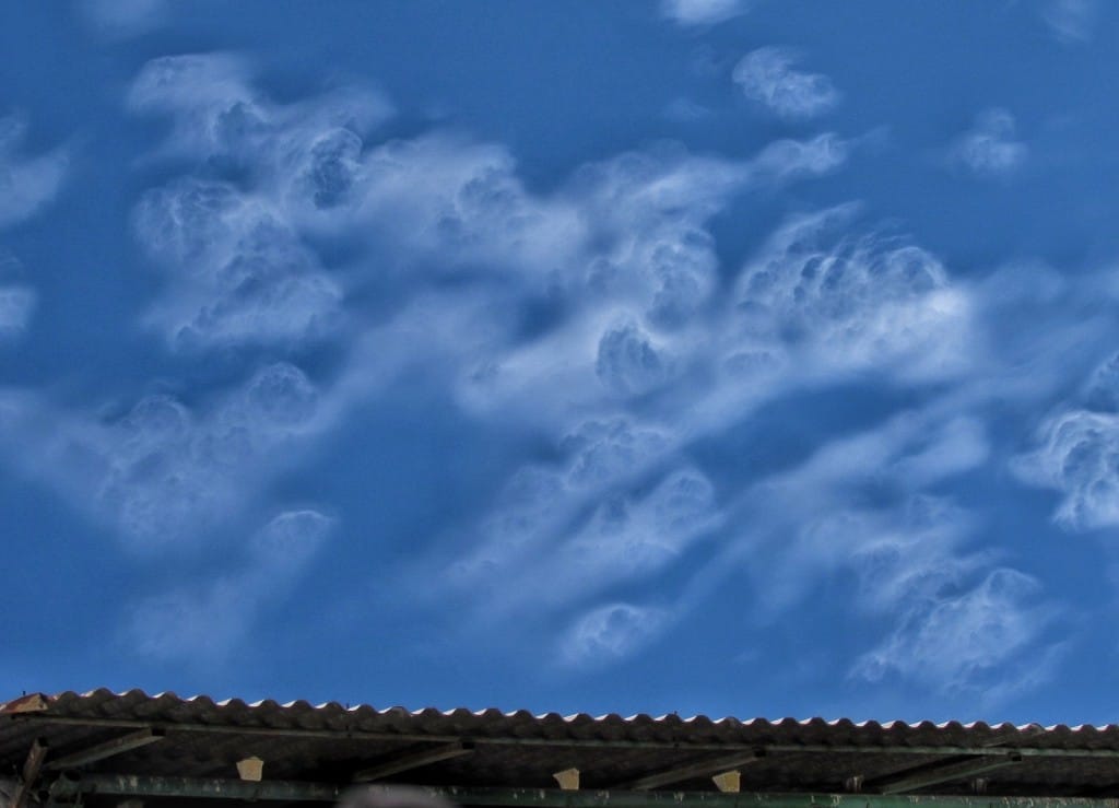 Almas flotantes
Nubes vistas en julio, creo que se tratan Altocúmulus Floccus Lacunosus

