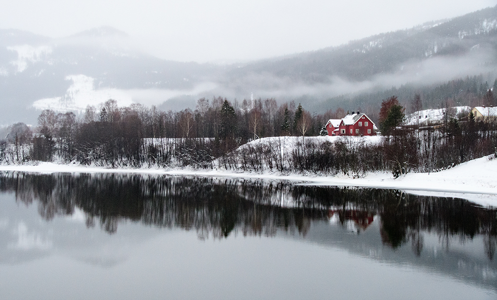 N&N: niebla y nieve.
Otoño que sabe a invierno en la fría ciudad de Flå (Noruega).
