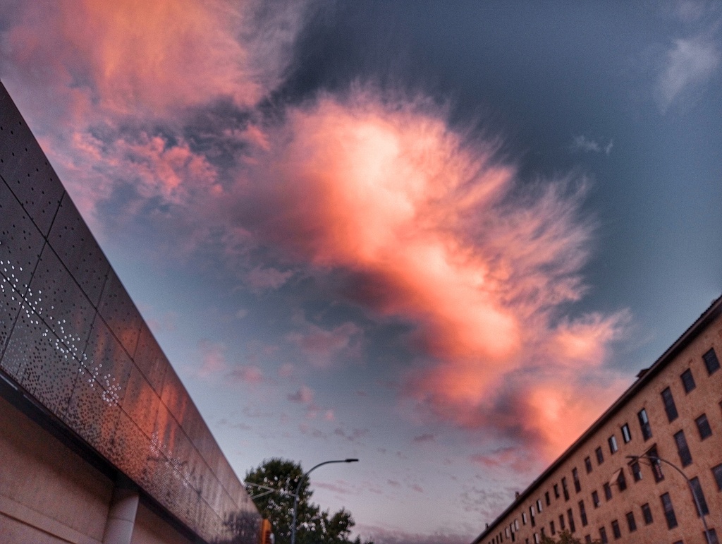 Curiosa nube con forma como de cuerpo humano o algo parecido jeje , junto con el ocaso dejaron esta estampa 
