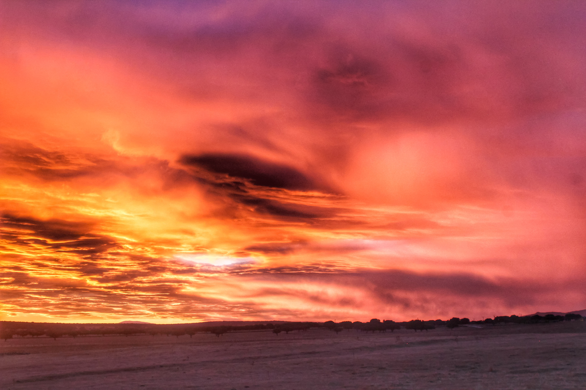 Como si de una visión estelar se tratara conseguí capturar esta paleta de colores al amanecer entre una mezcla de nubes altas y de precipitación que se iban acercando posteriormente para descargar en una jornada pasada por agua 
