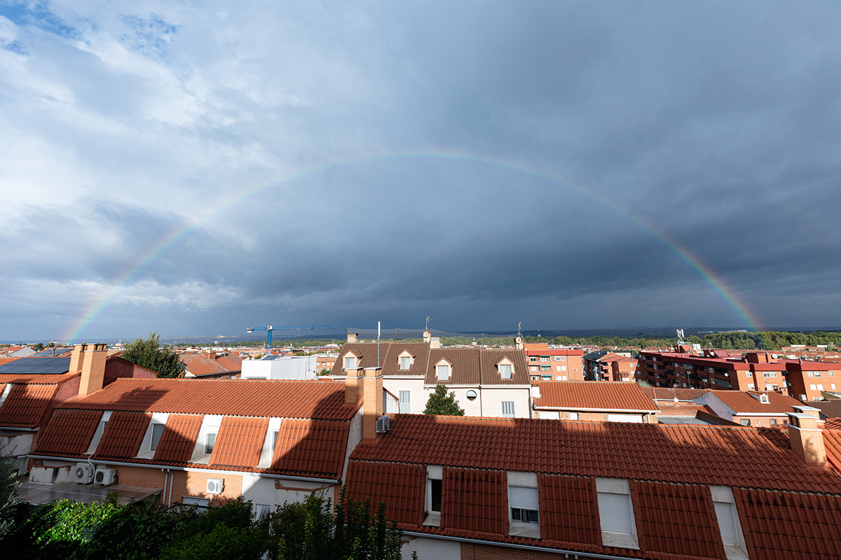 Arcoíris sobre la ciudad de Aranjuez, tras una tormenta.
