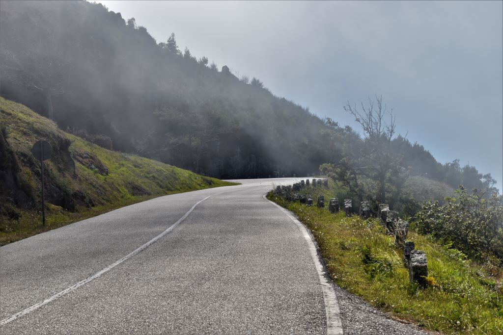 Camino a Santa Tegra
Carretera que sube al castro de Santa Tegra bañada por la niebla.
