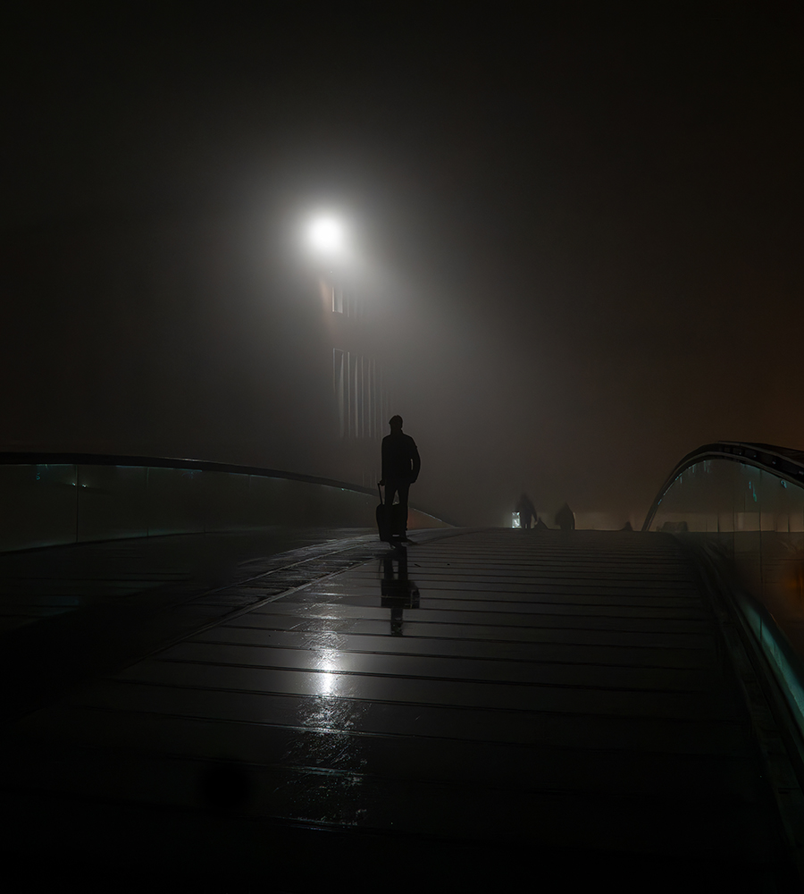 El viajero de la niebla
Fotografia tomada en el puente de Calatrava, o puente de la Constitucion en Venecia una tarde con niebla y un visitante con maleta.
