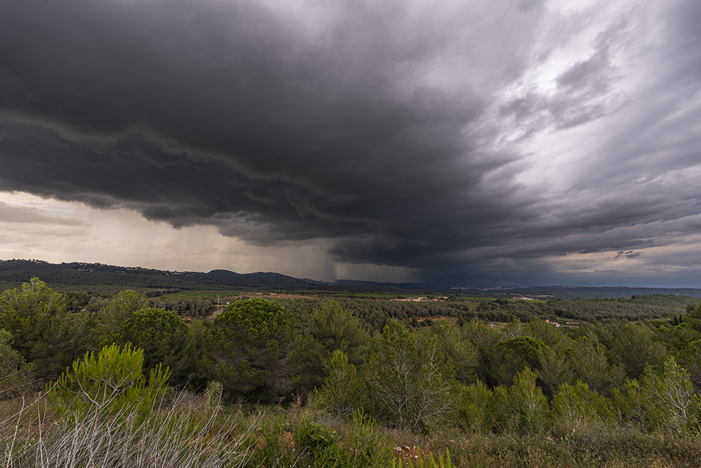 Cumulonimbus arcus acercándose por el norte con Montserrat al fondo que apenas se ve y que dejó 18.4 mm.
