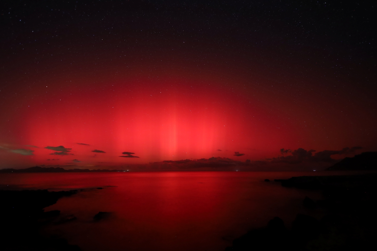 Aurora boreal desde Colonia de sant Pedro en Artà Mallorca, 
