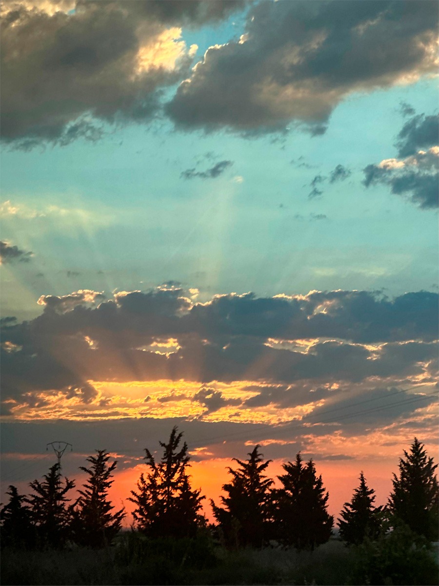 Atardecer en la carretera.
